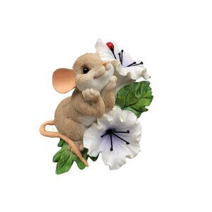 Charming Tails Figurine Thinking of You Makes Me Smile Mouse Flowers Love